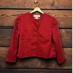 Vintage Evan Picone Red Polka Dot Cropped Boxy Jacket 14